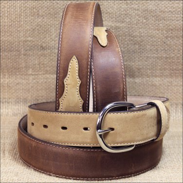 32" SILVER CREEK BAY CLASSIC WESTERN APACHE BROWN LEATHER MEN BELT 1-3/8" Wide