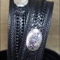 42" SILVER CREEK BLACK SIDEWINDER EMBOSSED TOOLING LEATHER MEN BELT OVAL CONCHO