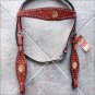 V1 HILASON WESTERN LEATHER HORSE HEADSTALL BRIDLE MAHOGANY BLACK HAIR ON INLAY