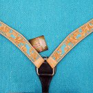 S307BK HILASON WESTERN LEATHER HORSE BREAST COLLAR W/ TURQUOISE HAND PAINT INLAY