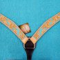 S307BK HILASON WESTERN LEATHER HORSE BREAST COLLAR W/ TURQUOISE HAND PAINT INLAY