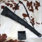 GLANOR RUGGED DISTRESS BUFFALO LEATHER HUNTING SHOT GUN CASE W/ SHELL CASEBLACK