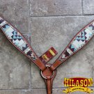 HILASON WESTERN LEATHER HORSE BREAST COLLAR AZTEC PAINTED
