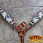 HILASON WESTERN LEATHER HORSE BREAST COLLAR AZTEC PAINTED