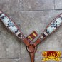 HILASON WESTERN LEATHER HORSE BREAST COLLAR AZTEC PAINTED