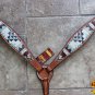 HILASON WESTERN LEATHER HORSE BREAST COLLAR AZTEC PAINTED