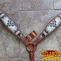 HILASON WESTERN LEATHER HORSE BREAST COLLAR AZTEC PAINTED