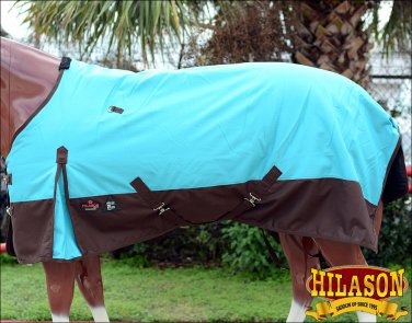 75" HILASON 1200D POLY WATERPROOF HORSE COLD WINTER SHEET TURQUOISE BROWN