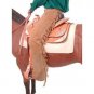 X LARGE TOUGH 1 SUEDE LEATHER EQUITATION CHAPS W/ FRINGE SAND