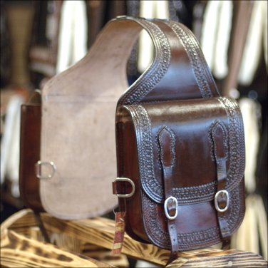 BG107DB-F HILASON WESTERN  LEATHER COWBOY TRAIL RIDE HORSE SADDLE BAG