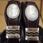 40IN. TONY LAMA CUTTING CHAMP SCALLOP WESTERN LEATHER MANS BELT BROWN W/ CONCHO