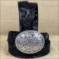 34 inch C523 TONY LAMA BLACK PIERCED FILIGREE TROPHY WESTERN LEATHER LADIES BELT