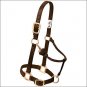 WEAVER BROWN LARGE HORSE NYLON HEAT SEALED BUCKLE HALTER ADJUSTABLE CHIN THROAT