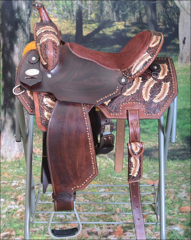 BH107-F HILASON WESTERN LEATHER BARREL RACING TRAIL PLEASURE RIDING SADDLE 15"