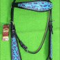 HILASON WESTERN LEATHER HORSE HEADSTALL BRIDLE TURQUOISE BLACK CHEETAH
