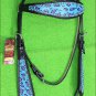 HILASON WESTERN LEATHER HORSE HEADSTALL BRIDLE TURQUOISE BLACK CHEETAH