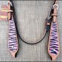 S585 NEW HILASON WESTERN LEATHER HORSE BRIDLE HEADSTALL HAND PAINT PINK ZEBRA