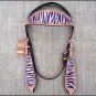 S585 NEW HILASON WESTERN LEATHER HORSE BRIDLE HEADSTALL HAND PAINT PINK ZEBRA