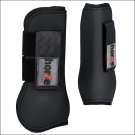 FULL BLACK HORZE LEG NEOPRENE TENDON FETLOCK BOOTS HORSE JUMPING PROTECTION PAIR
