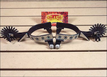 HILASON DIAMOND CUTOUT ANTIQUE BROWN LADIES SPURS JINGLE BOBS