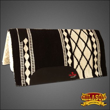 MADE IN USA FE142-F BLACK WHITE HILASON WESTERN WOOL GEL SADDLE BLANKET PAD