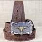TONY LAMA BROWN BOY'S FLORAL TOOLED LEATHER LITTLE TEXAS WESTERN BELT
