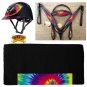 M-HILASON WESTERN LEATHER HEADSTALL BREAST COLLAR TROXEL HELMET BLANKET TIE DYE
