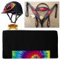 M-HILASON WESTERN LEATHER HEADSTALL BREAST COLLAR TROXEL HELMET BLANKET TIE DYE