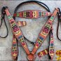 HILASON WESTERN LEATHER HORSE TACK BRIDLE HEADSTALL BREAST COLLAR AZTEC