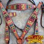 HILASON WESTERN LEATHER HORSE TACK BRIDLE HEADSTALL BREAST COLLAR AZTEC