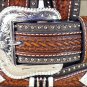 32 INCH WESTERN NOCONA WESTERN LEATHER MENS BELT SCALLOP OVERLAY COPPER