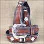 32 INCH WESTERN NOCONA WESTERN LEATHER MENS BELT SCALLOP OVERLAY COPPER