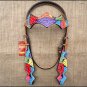 HILASON WESTERN LEATHER HORSE BRIDLE HEADSTALL HAND PAINT RAINBOW