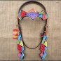 HILASON WESTERN LEATHER HORSE BRIDLE HEADSTALL HAND PAINT RAINBOW