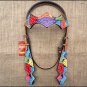 HILASON WESTERN LEATHER HORSE BRIDLE HEADSTALL HAND PAINT RAINBOW