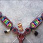 HILASON WESTERN LEATHER HORSE BREAST COLLAR MAHOGANY AZTEC INLAY