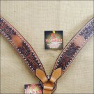 HILASON WESTERN H TOOLED LEATHER BREAST COLLAR DARK BROWN