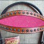 HILASON WESTERN LEATHER HORSE HEADSTALL BRIDLE MAHOGANY PINK INLAY