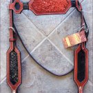 HILASON WESTERN LEATHER HORSE HEADSTALL BRIDLE MAHOGANY RED INLAY