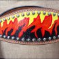 HILASON TACK WESTERN LEATHER HORSE BRIDLE HEADSTALL HAND PAINT FLAMES