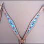 HILASON WESTERN LEATHER BRIDLE HEADSTALL BREAST COLLAR TAN W/ TURQUOISE INLAY