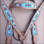HILASON WESTERN LEATHER BRIDLE HEADSTALL BREAST COLLAR TAN W/ TURQUOISE INLAY