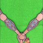 HILASON WESTERN LEATHER HORSE BREAST COLLAR TAN W/ TURQUOISE INLAY
