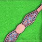 HILASON WESTERN LEATHER HORSE BREAST COLLAR TAN W/ TURQUOISE INLAY