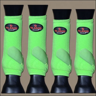 SMALL HILASON GREEN HORSE FRONT REAR LEG PROTECTION ULTIMATE SPORTS BOOTS 4 PACK