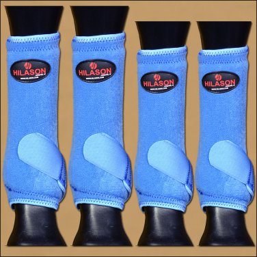 LARGE HILASON BLUE HORSE FRONT REAR LEG PROTECTION ULTIMATE SPORTS BOOT 4 PACK