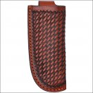 1 3/4X 4" 3D TAN LARGE LEATHER BASKETWEAVE HAND TOOLED KNIFE HOLDER