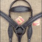 HILASON WESTERN LEATHER HORSE HEADSTALL BREAST COLLAR BARB WIRE HAND TOOL BLACK