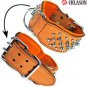 F-DC104 Tan Leather Spiked Studded Dog collar Sz- MED