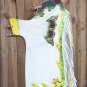 CH801AF HILASON BRONC BULL RIDING SMOOTH LEATHER RODEO WESTERN CHAPS WHITE GREEN